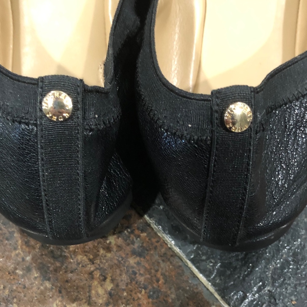 Michael Kors Fulton Ballet Flats Black Sz 10 leather and patent leather Bow&Logo - Picture 4 of 16